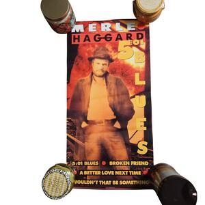 Merle Haggard 5:01 Blues Vintage 1989 Promo Album Poster 12x24 CBS Records